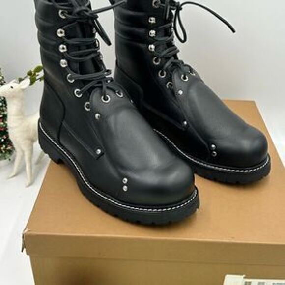 Men’s Burberry, leather lace guard ankle boots size 45 made in Italy - Picture 1 of 13